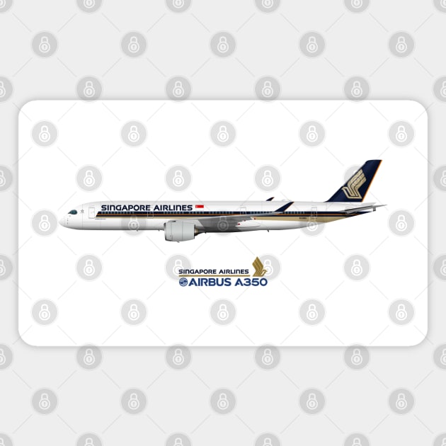 Illustration of Singapore Airlines Airbus A350 Magnet by SteveHClark